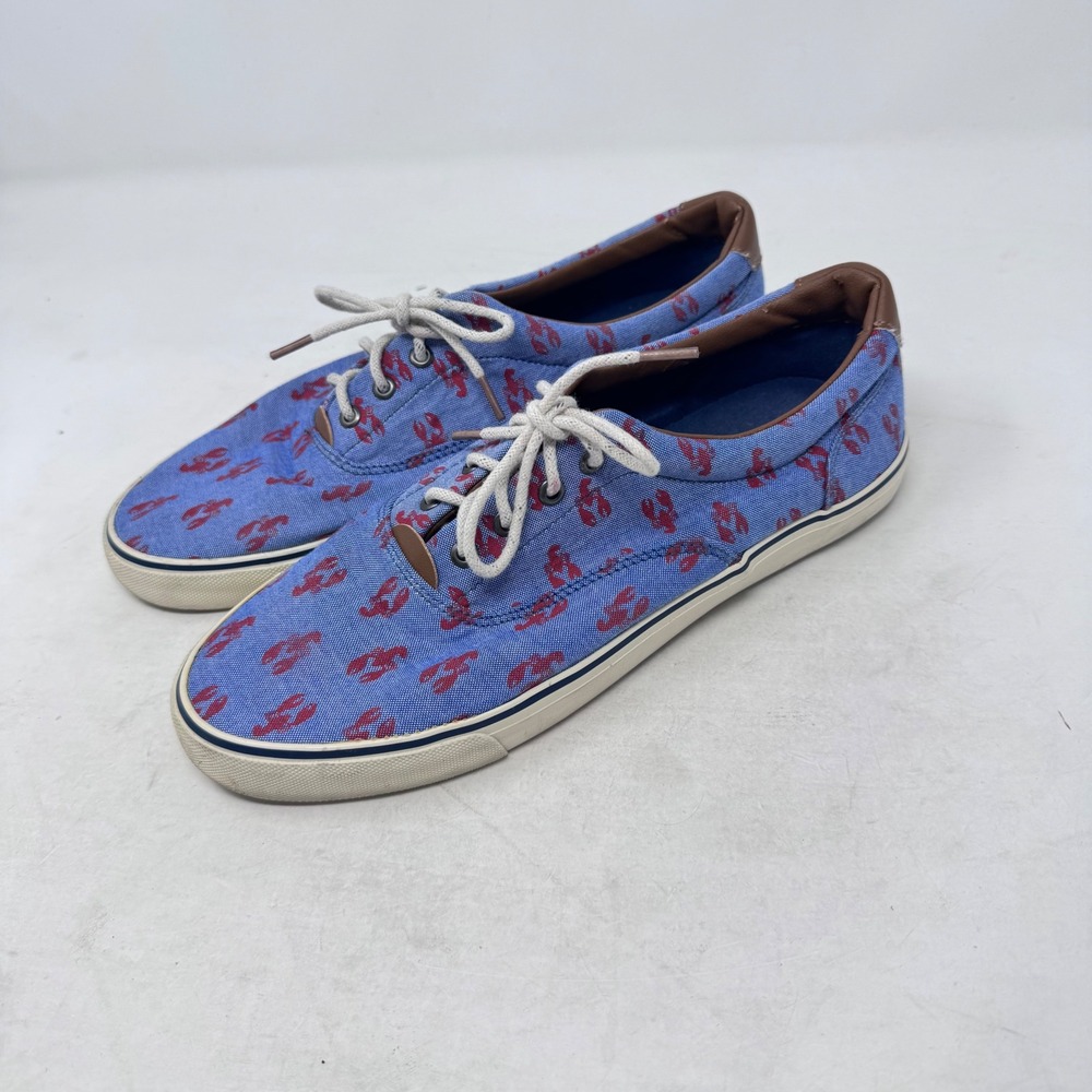 Bass Canvas Lobster Print Sneakers Blue 9.5 Nautical Preppy Shoes Coastal